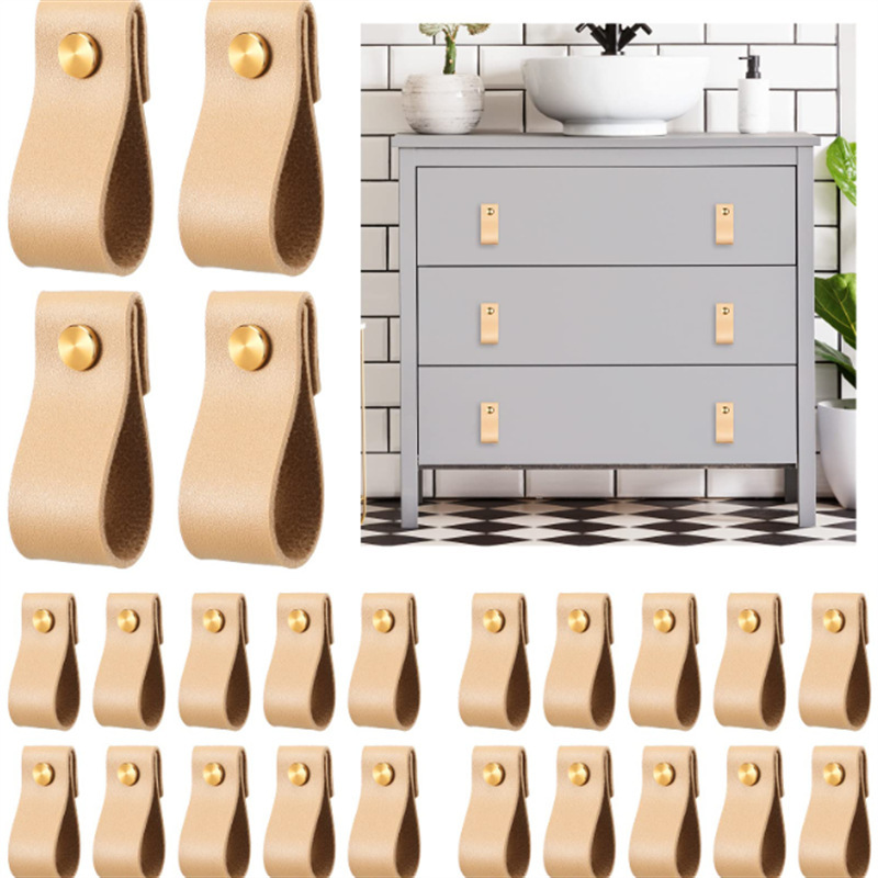 Leather Home Drawer Pulls Leather Dresser Handle Strips Brass Replacement Metal Drawer Pu Pulls