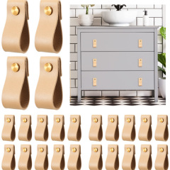 Leather Home Drawer Pulls Leather Dresser Handle Strips Brass Replacement Metal Drawer Pu Pulls