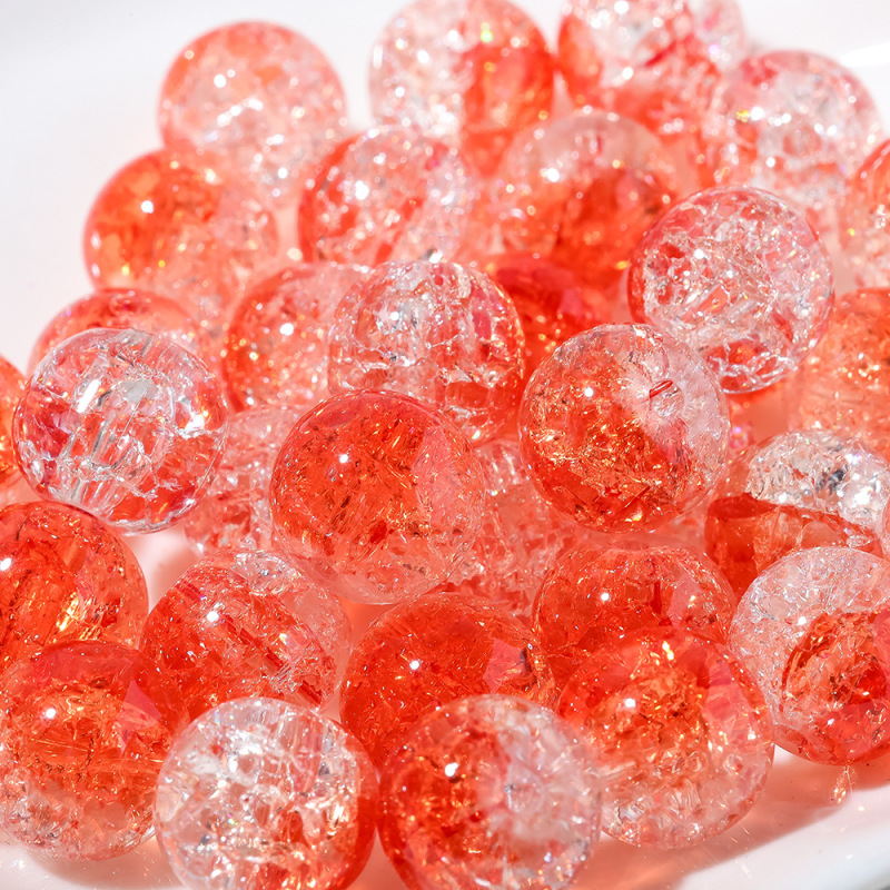 卡10珠子冰裂散珠透玻璃爆花内碎珠手工10mm串珠制作手串项链首饰|undefined