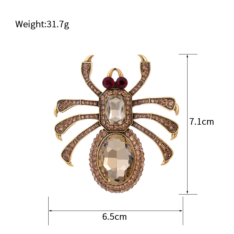 38g Weight Rhinestones, Glass Inlay Material Brooches Classification Zinc alloy Material Halloween Festival Spider Pattern Exaggerated Pin Spider Zinc Alloy Plating Inlay Rhinestones Glass Unisex Brooches 无