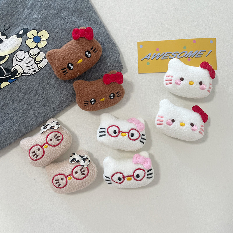 蝴蝶结眼镜猫咪可爱卡通玩偶公仔配饰装饰品儿童发夹配件胸针辅料