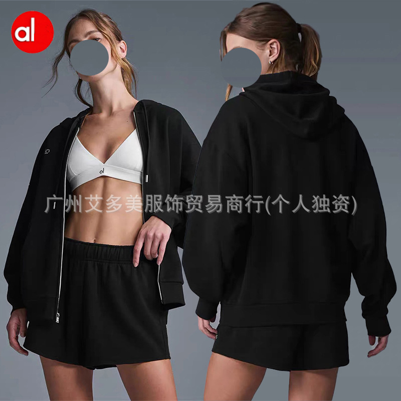 Alo2025 High Version Men's and Women's Loose Jacket Hooded Cardigan Sweatshirt Casual Sports Yoga Jacket Alo2025 High Version Men's and Women's Loose Jacket Hooded Cardigan Sweatshirt Casual Sports Yoga Jacket