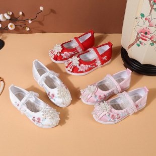 Hanfu Embroidered Shoes Girls Ethnic Style Shoes Performance Shoes Children's Handmade Cloth Shoes Antique Hanfu Shoes Costume Shoes