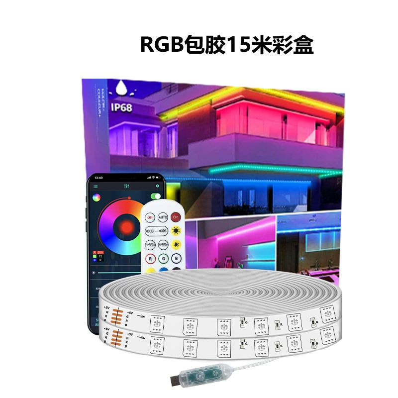 Светодиодная лента-переносная лампа USB 5V, RGB/RGBIC, Bluetooth 2.4G, 18 светодиодов/м (5–15 м)