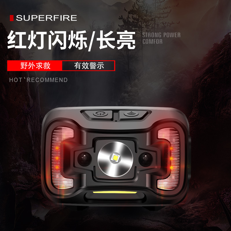 Shenhuo transfronterizo HL16 lámpara de pesca nocturna fábrica al por mayor de 45 grados de rotación de luz fuerte USB de carga LED Faro de inducción