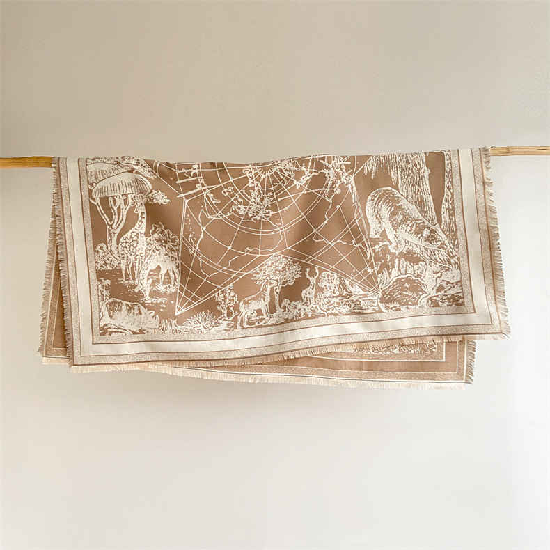 Großer quadratischer Winterschal im Ethno-Stil, doppelseitiger fünfzackiger Stern aus Kaschmir, dicker und warmer Reiseschal_voghion.com