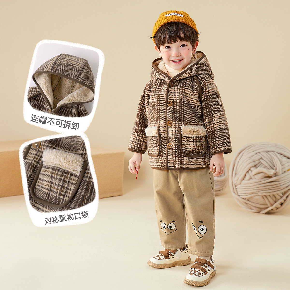 Dudu bebé estilo británico abrigo invierno Bebé cálido abrigo niños niña engrosada ropa de invierno niños ropa para niños