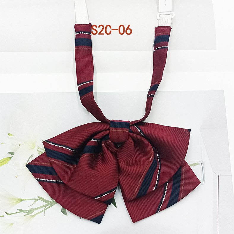 Pajarita de estilo universitario jk bowknot moda coreana casual rayas a cuadros niñas doble cuello flor spot al por mayor