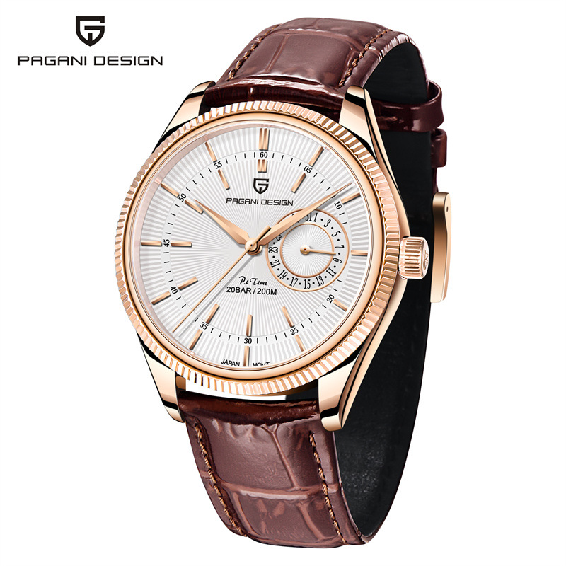 Bergani Pagani hombres reloj de negocios de moda zafiro espejo impermeable calendario reloj de cuarzo 1689