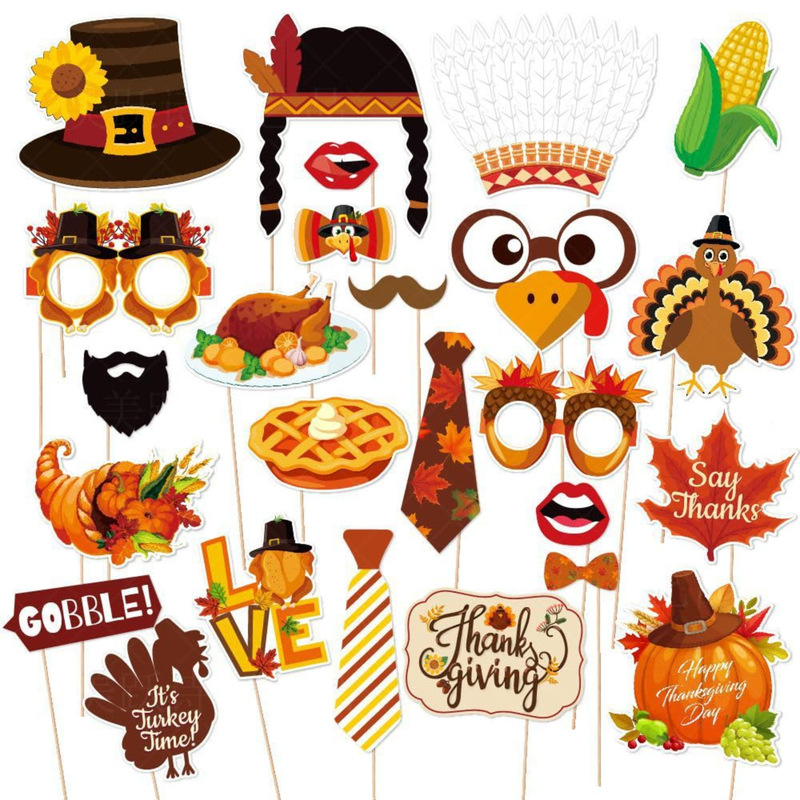 Cross-border new product Thanksgiving shooting props: turkey, maple leaf, pumpkin, funny photo props, party decoration items Cross-border new product Thanksgiving shooting props: turkey, maple leaf, pumpkin, funny photo props, party decoration items