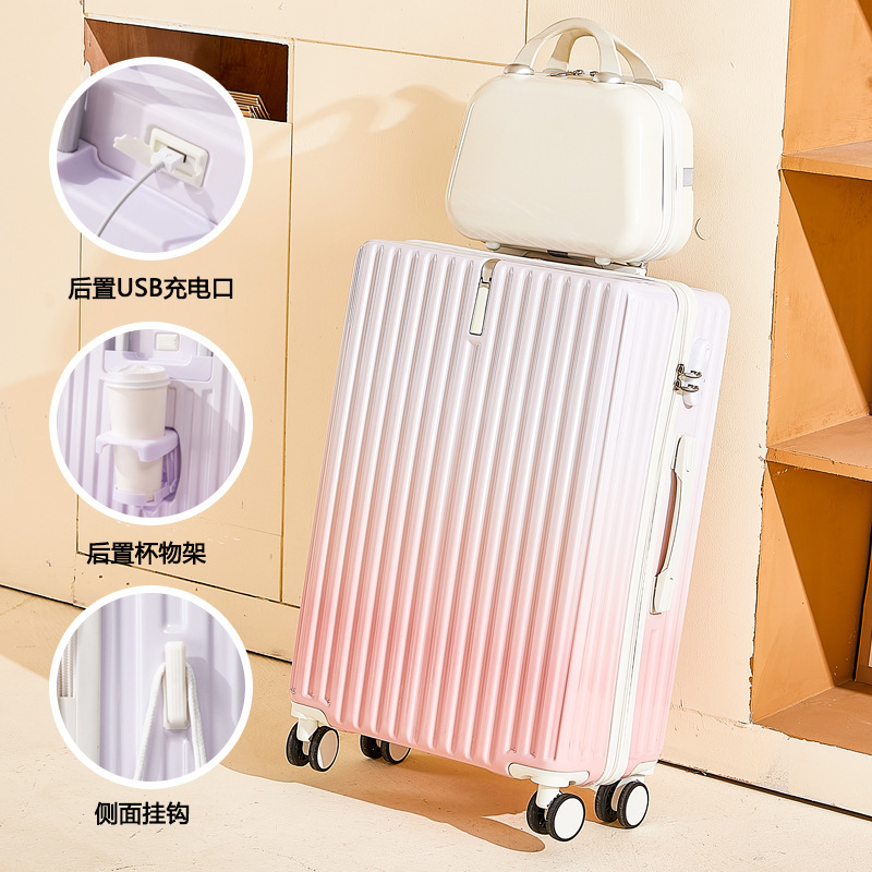 [Fábrica de selección estricta] maleta de color gradiente para mujeres, caja de tracción roja, caja de contraseña para estudiantes universitarios, piel de viaje