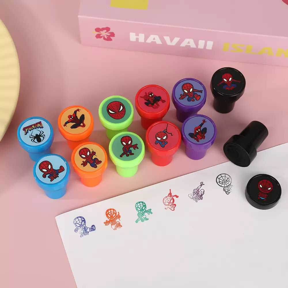 儿童趣味卡通蜘蛛侠印章幼儿园老师表扬奖励玩具漫威同款动漫盖章