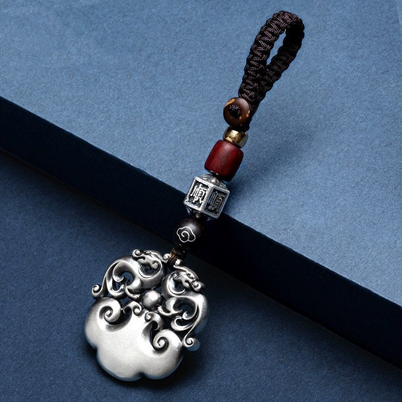 Ethnic pendant, silver bracelet, keychain, 925 sample silver, ethnic style