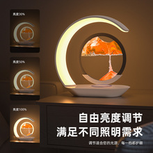 新款流沙画无线充电台灯USB充电礼品床头3D沙漏摆件氛围LED小夜灯