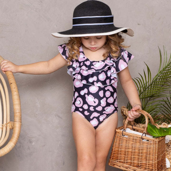 2024 verano nuevo traje de baño de una pieza para niñas traje de baño con estampado de dibujos animados lindo traje de baño de vacaciones junto al mar para niños