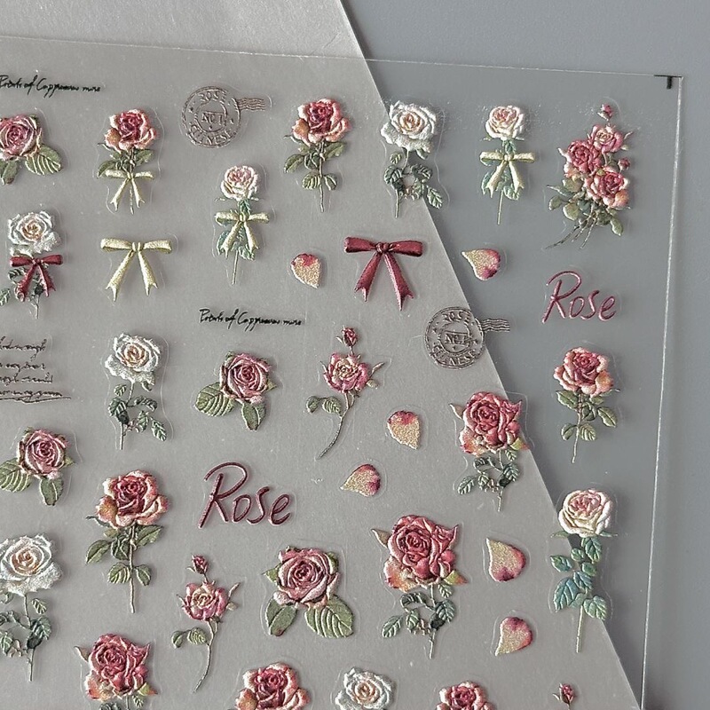 New Style Small Fresh Spring Wildflower Embossed Shell Light Nail Art Sticker Oil Painting Small Wildflower Simple Nail Sticker