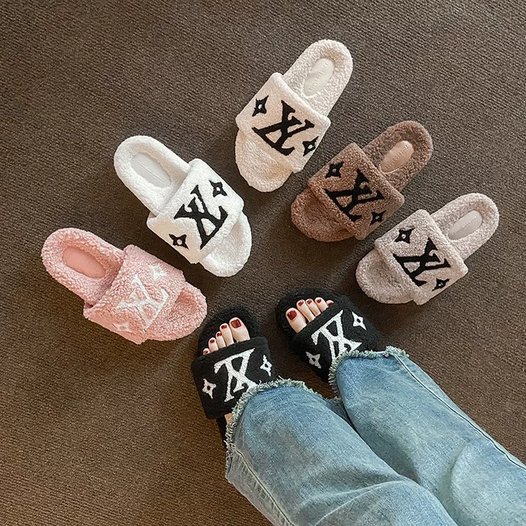 Толстые черные шерстяные тапочки женские носить нежные меховые туфли осенью и зимой