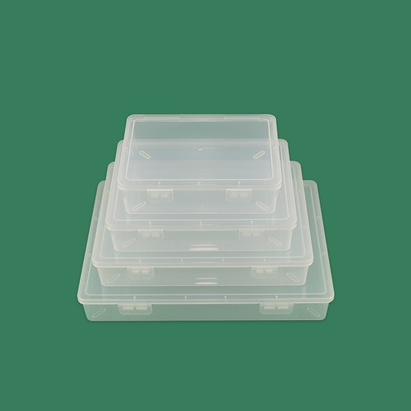 Rectangular Transparent Plastic Box with Flip Cover, Precision Parts Component Product Packaging Box, Hardware Tool Fishing Gear Storage Box