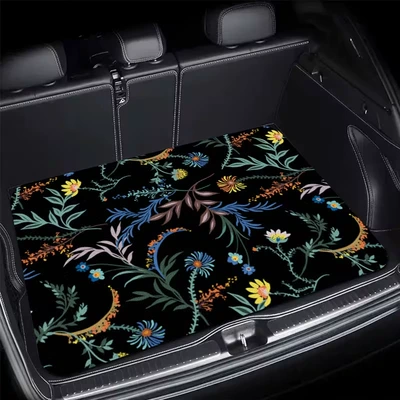 Avtomobil döşəmə paspasları – to clean, dust-proof mat - 425de-floral-car-floor-mat-5-75100cmcrystal-velvet-with-dot-plastic-backing