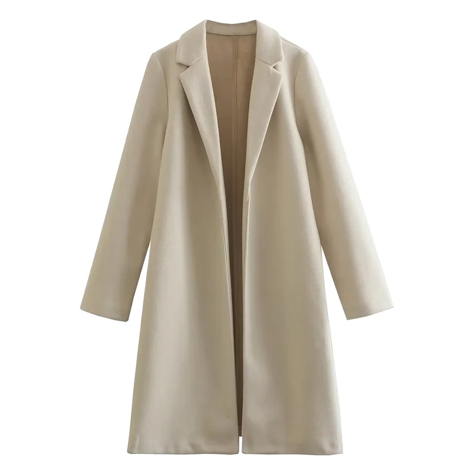 Abrigo de Lana Casual para Mujer Sin Botones Manga Larga para Invierno