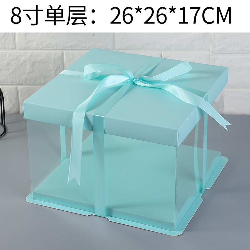 Cubierta de papel transparente caja de pastel caja de embalaje 6 6 6 6 8 8 10 + 12 pulgadas sola doble capa neta roja transparente cumpleaños caja de embalaje