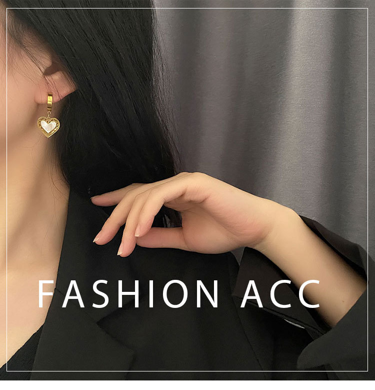 Fashion Heart Shape Titanium Steel Plating Shell Dangling Earrings 1 Pair
