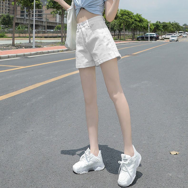 White Rolled-Edge Denim Shorts for Women, 2026 Summer New High-Waisted Slimming A-Line Wide-Leg Loose Shorts, Trendy Hot Pants White Rolled-Edge Denim Shorts for Women, 2026 Summer New High-Waisted Slimming A-Line Wide-Leg Loose Shorts, Trendy Hot Pants