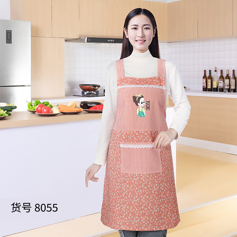 작은 신선한 방수 앞치마 홈 주방 허리 패션 인쇄 광고 작업 옷 일본 턱받이 공장 도매