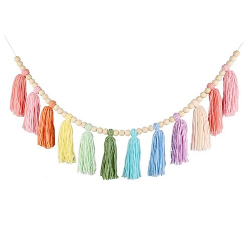 ins Nordic style complete set of wooden beads, wool balls, tassel strings, woven hanging strings, wall decorations, wall hangings, children's room decorations
