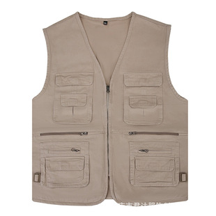 Foreign Trade Cross-Border Photography Vest Workwear Outdoor Vest Fishing Vest Men's Multi-Pocket Washed Cotton Vest