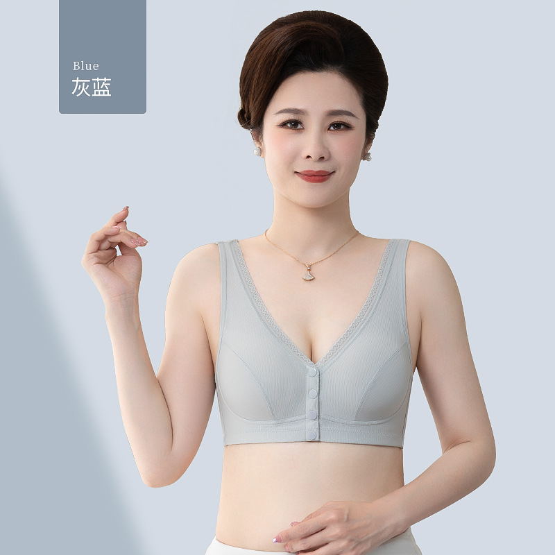 Ropa interior para madres verano delgado sin anillo de acero sujetador con hebilla delantera mujeres de mediana edad y ancianos ropa interior de sujetador estilo chaleco de talla grande