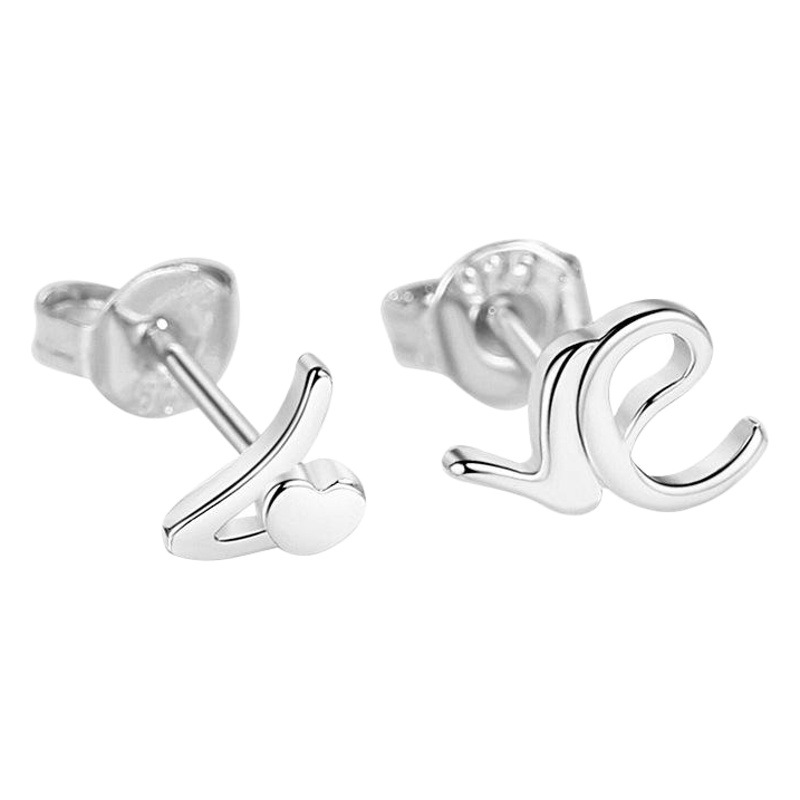 S925 plata esterlina amor pendientes encantadores para las mujeres Corea del Sur Internet celebridad pendientes elegantes pendientes simples nicho del todo-Partido pendientes