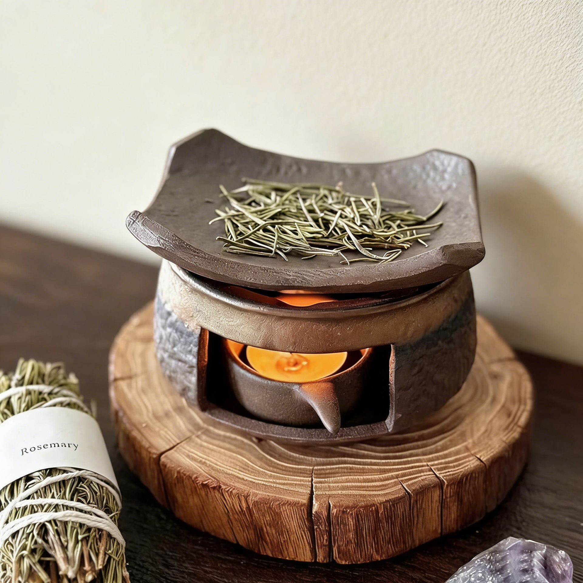 粗陶耐热香薰炉可干烧复古壁炉家用办公家居桌面温茶器温茶香薰炉