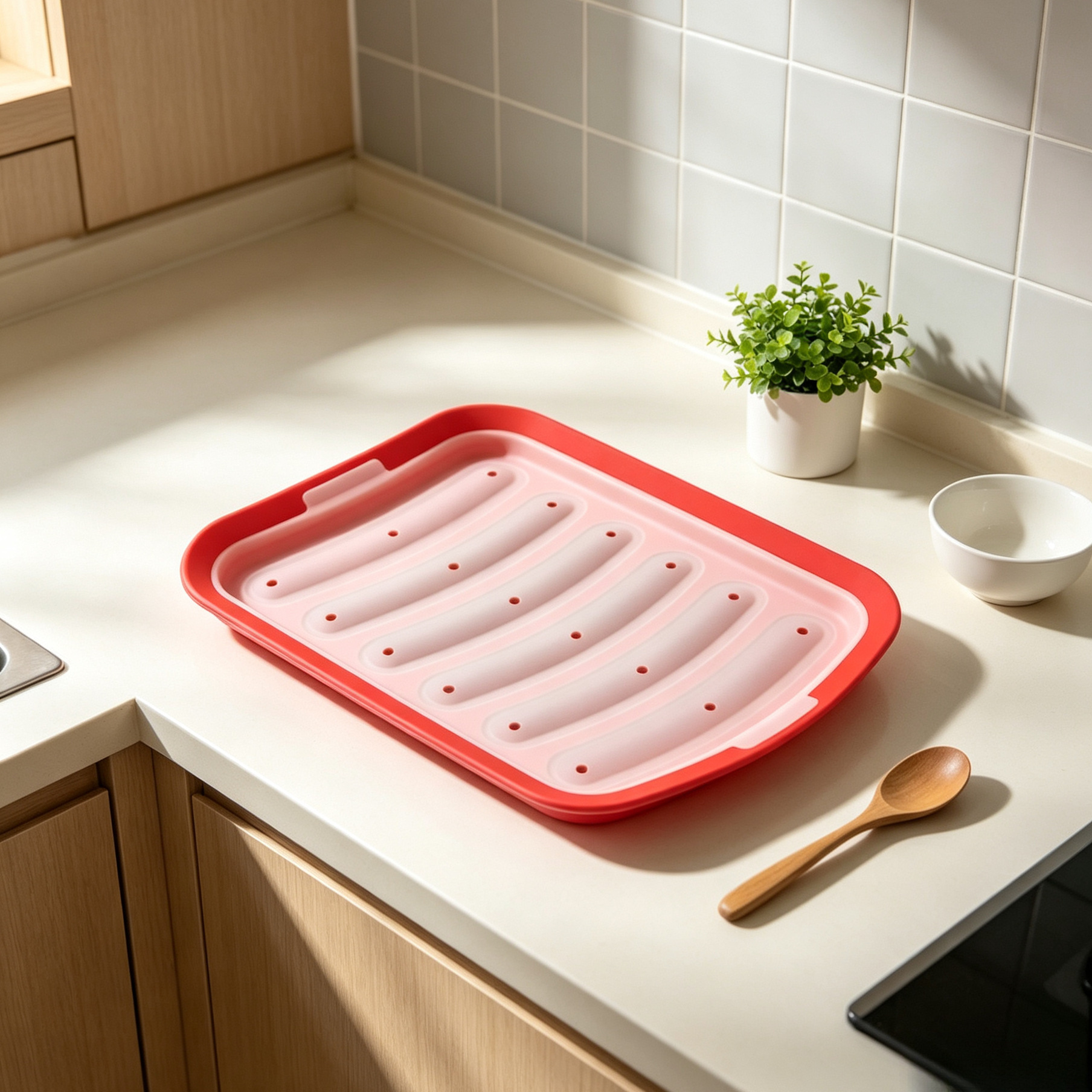 Six-piece silicone sausage mold with lid, baby food sausage mold, homemade ham sausage steaming and baking mold