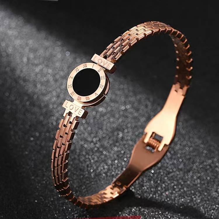 Simple Style Round Titanium Steel Plating Bangle 1 Piece