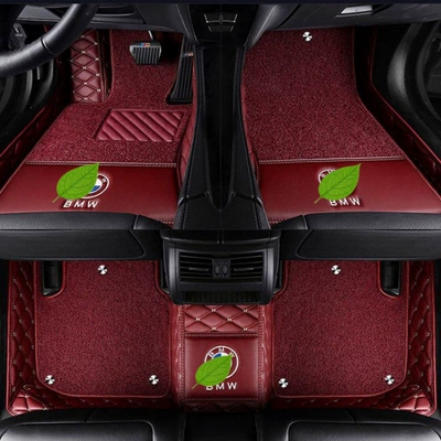 Modelə uyğun ayaqaltı – full-cover car floor mat - bmw-1-series-double-layer-wine-red-wine-red-silk-loop