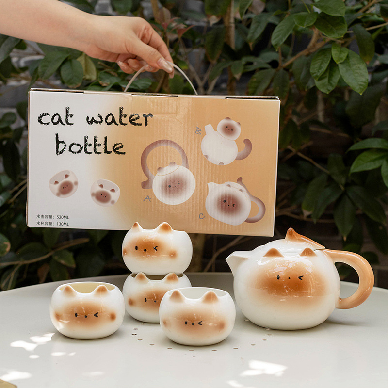 Gato siamés se muda a una nueva casa Juego de tazas Caja de regalo Taza Botella Boda para amigos Novias Regalos de cumpleaños para niñas