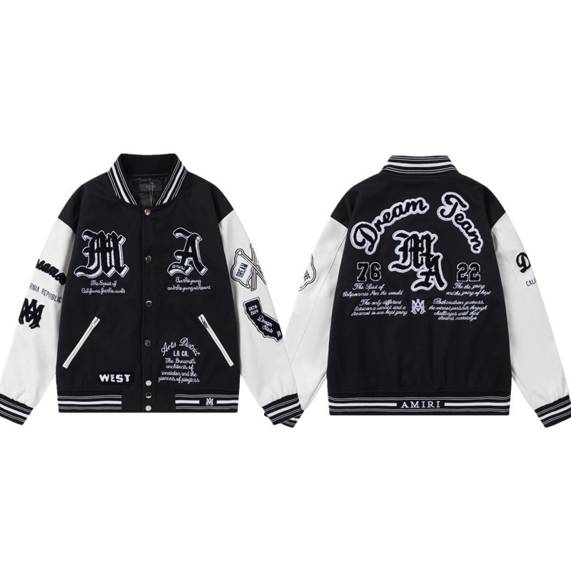 Amiri Dream Team Varsity Jacket Black White