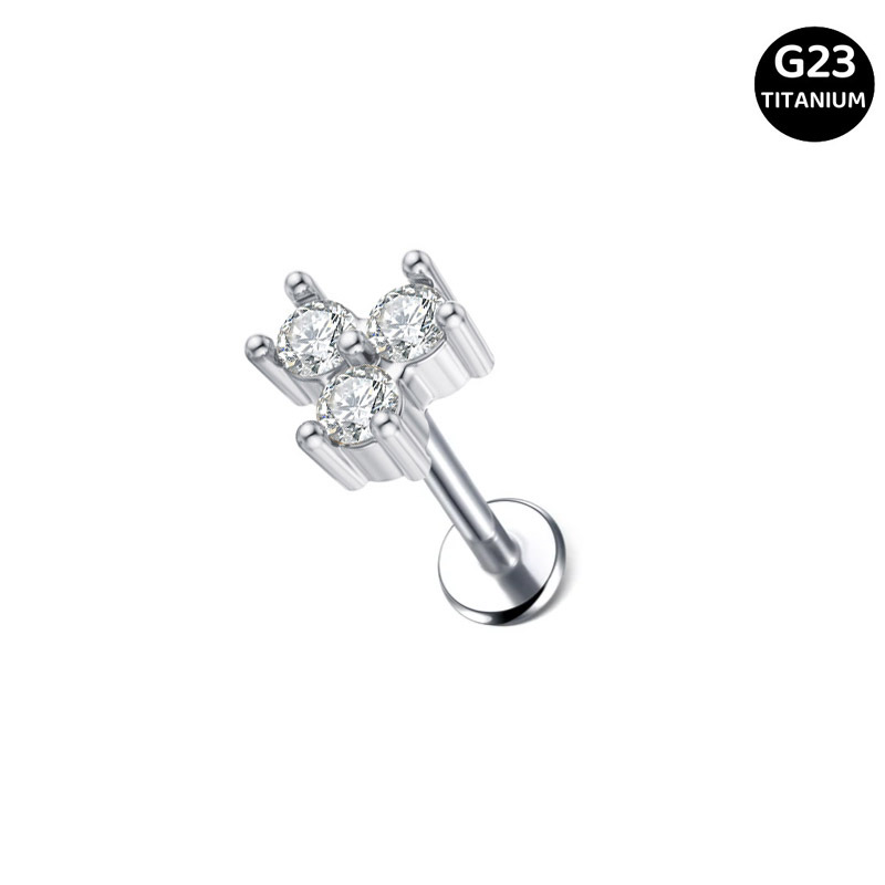 Zircon Inlay Material 1 Piece Ear Cartilage Rings & Studs Vacation Simple Style Solid Color G23 Titanium Inlay Zircon Ear Cartilage Rings & Studs