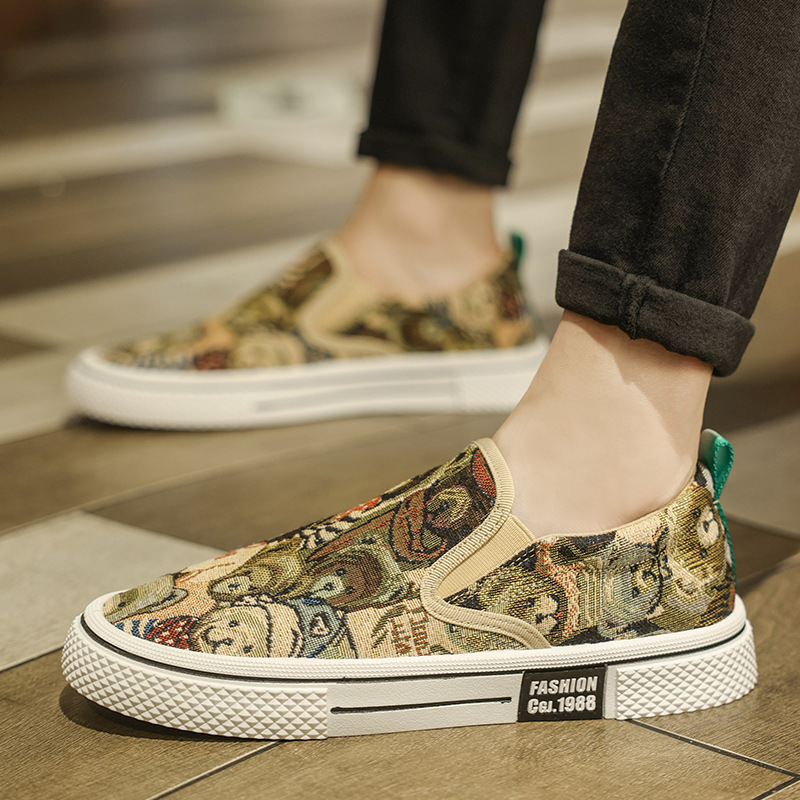 Canvas Shoes Men's Summer Breathable Trendyy Versatile Sports and Leisure Sneakers Ice Silk Lazy One-leg Old Beijing Cloth Shoes