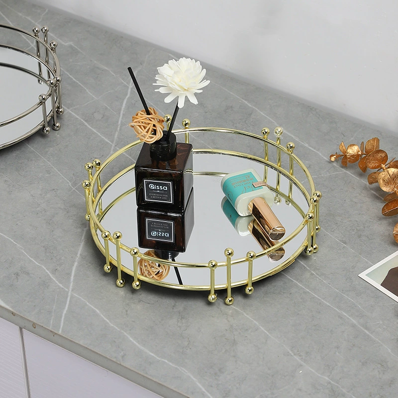 Железный зеркальный поднос, доступный роскошный настольный поднос для хранения, украшения для журнального столика, поднос для хранения косметики и ювелирных изделий, украшения для дома