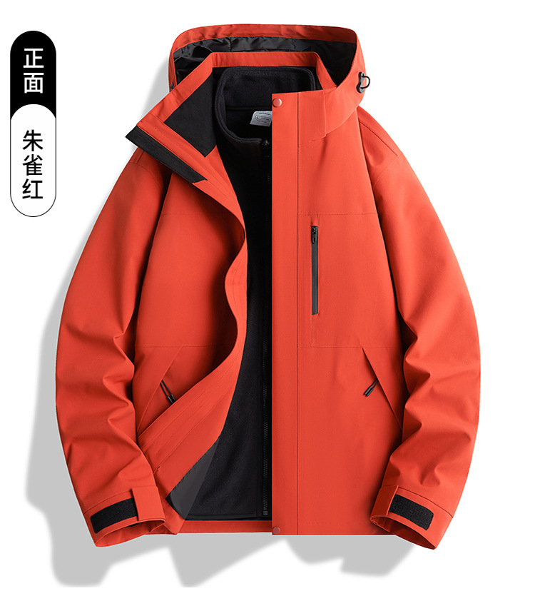 伯同風フルヒートシールアウトドアジャケット3in1、女性用取り外し可能防風防水、男性用登山服、ダウンジャケット
