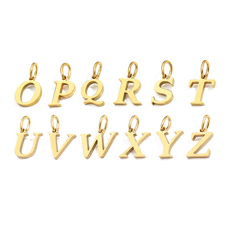304 Stainless Steel Material Letter Pattern 1 Piece Stainless Steel PVD Coated 14K Gold Real Gold Plated Letter Polished Pendant DIY Jewelry Accessories