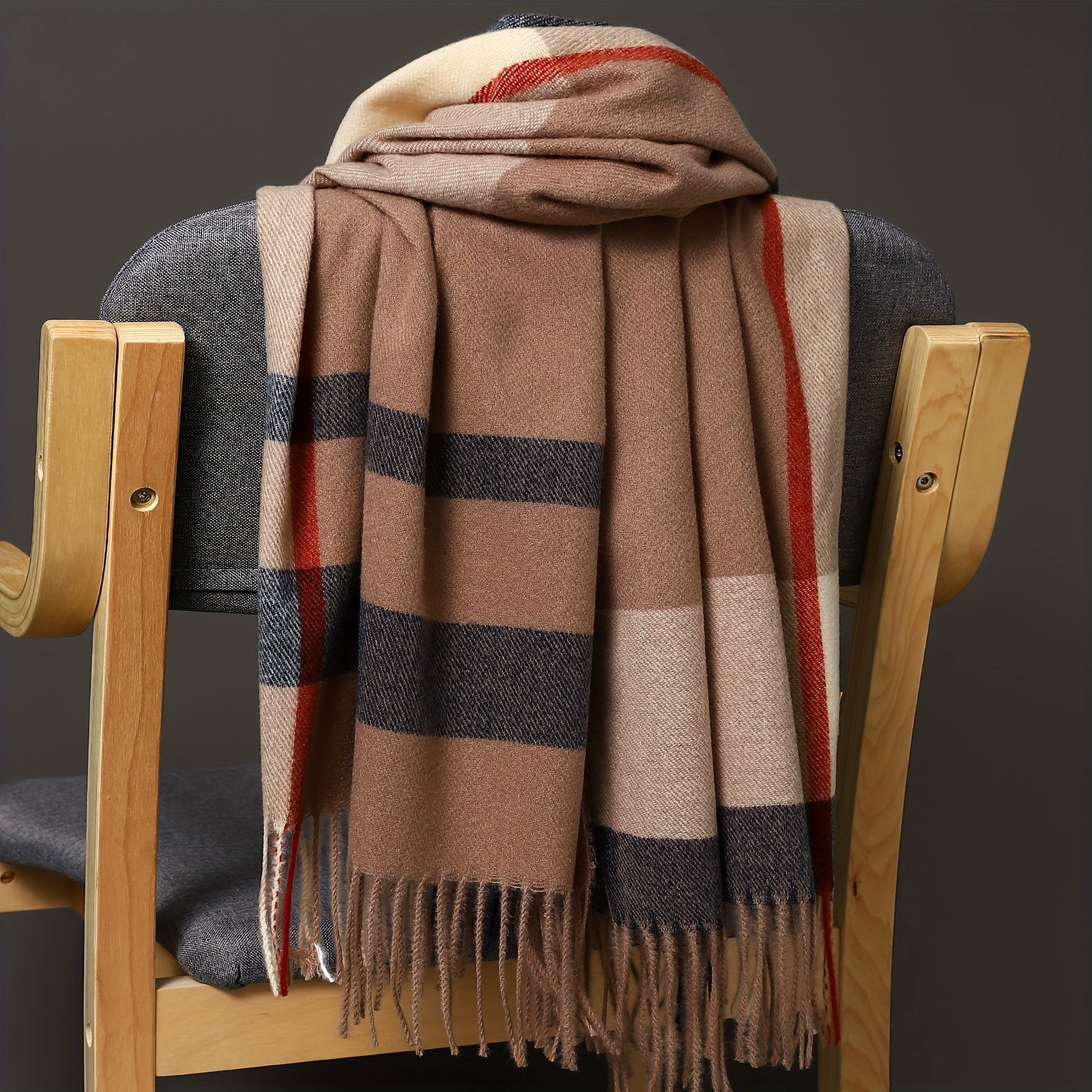 Элегантный клетчатый шарф для мужчин и женщин, 1 шт., 78,74x27,56 дюйма, трансграничный