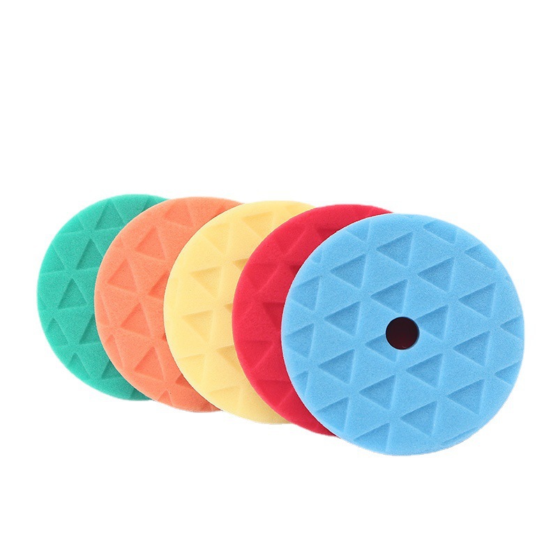 斜边三角纹抛光海绵打蜡盘镜面还原汽车美容抛光打蜡封轴自粘盘