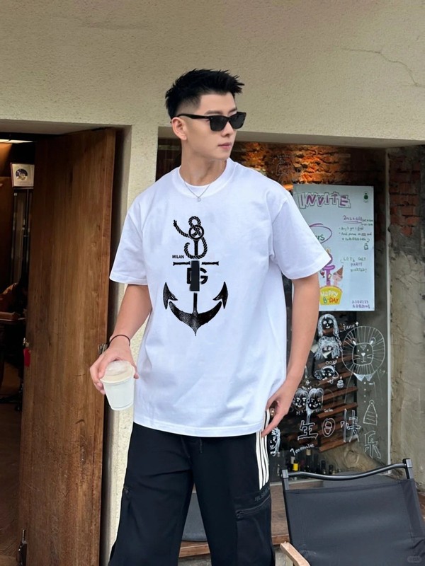 D Dujia G 夏新作人気プリントヨーロッパ通気性ラウンドネックカジュアル万能トレンドブランドトップス Tシャツ半袖メンズ|undefined