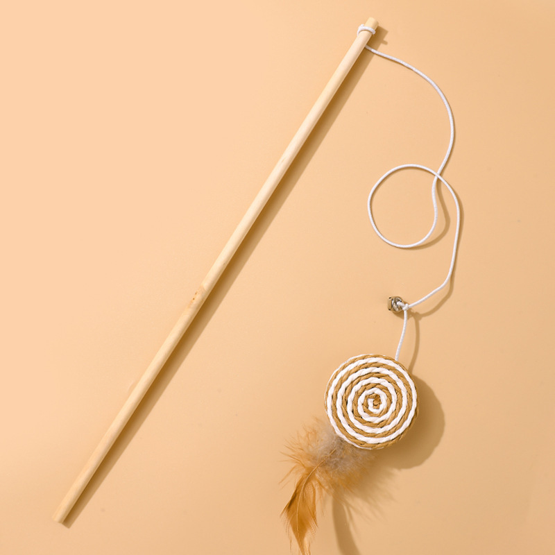 Juego de Varitas de Plumas para Gatos de Cuerda de Cáñamo Con Plumas y Cascabel para Gatos