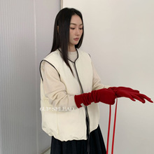 6UP韩版撞色羽绒马甲女2025冬新款泡芙圆领90白鸭绒极简背心50320