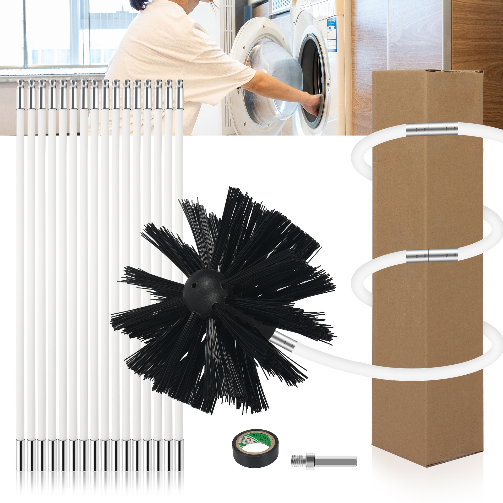Cepillo de limpieza de chimenea POM para extractor y caldera, flexible, al por mayor image 32
