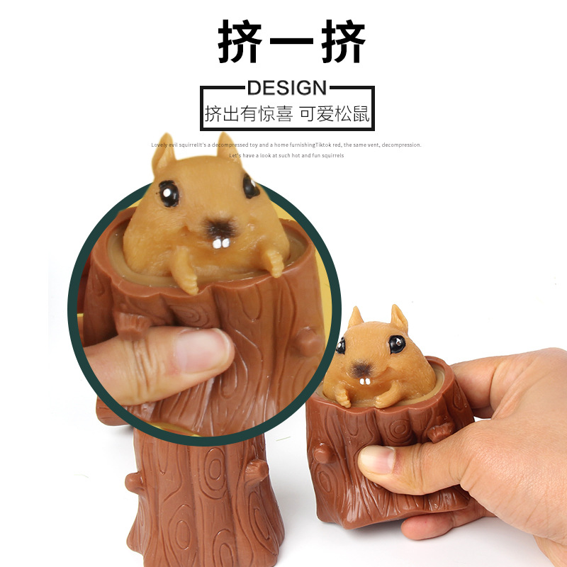 Creative Decompression Artifact Evil Squirrel Pinch Music Relieve Stress Relief Cup Stump Toy Boring in Class